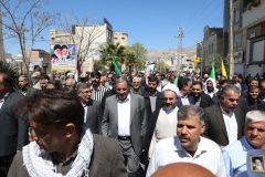 ندای مرگ بر آمریکا و مرگ بر اسرائیل، بر سلاح و موشک استکبار پیروز می شود